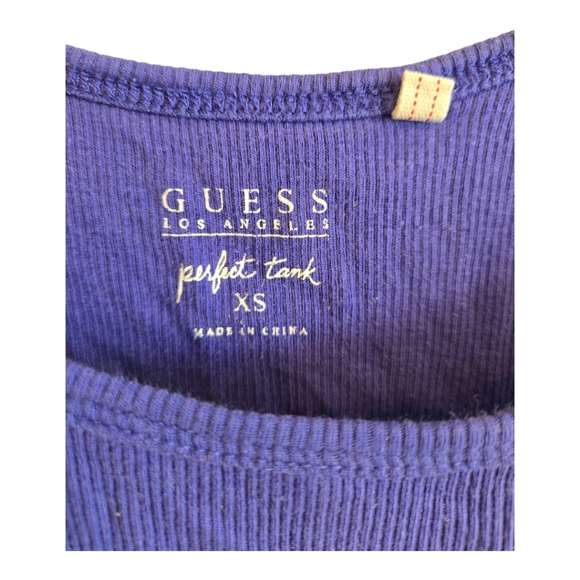 GUESS Blue 🔵 Ribbed "Perfect Tank* Top - Picture 3 of 5